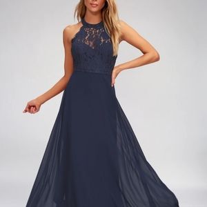 Lulus Navy Blue Lace Bridesmaids Dress